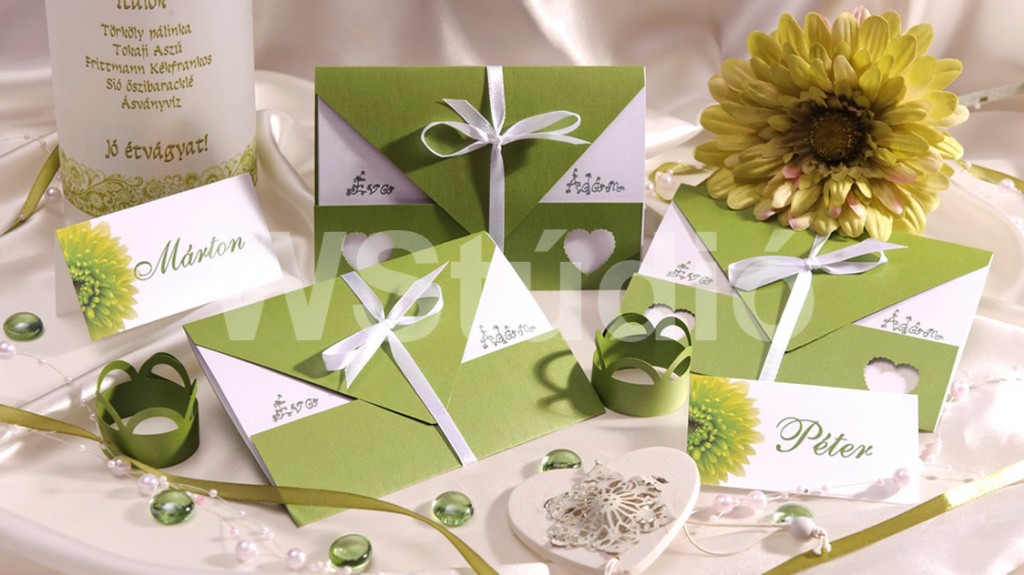 Zöld esküvői meghívó